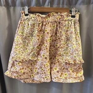 Scotch & Soda Floral Printed Organic Cotton Belted Shorts Ruffle Trim Size S